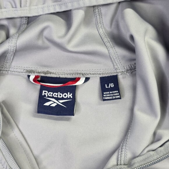 Reebok Track Jacket Mens L Black Gray Colorblock Spellout Hooded Zip Athleisure - Picture 4 of 13